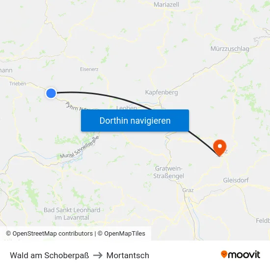 Wald am Schoberpaß to Mortantsch map
