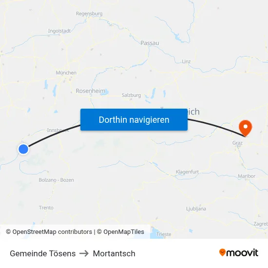 Gemeinde Tösens to Mortantsch map