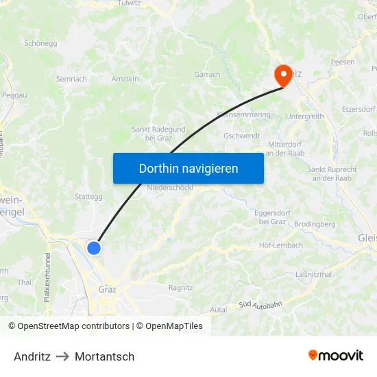 Andritz to Mortantsch map