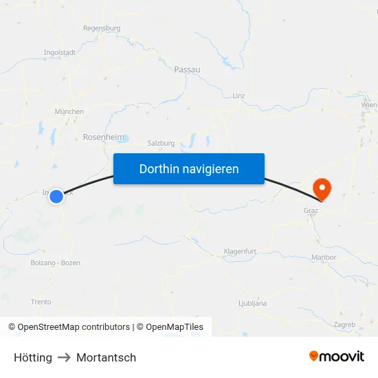 Hötting to Mortantsch map