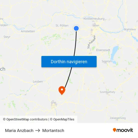 Maria Anzbach to Mortantsch map