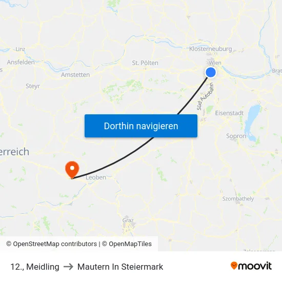 12., Meidling to Mautern In Steiermark map