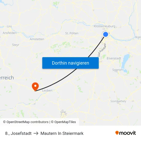 8., Josefstadt to Mautern In Steiermark map