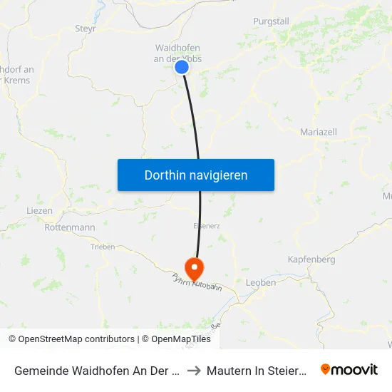 Gemeinde Waidhofen An Der Ybbs to Mautern In Steiermark map