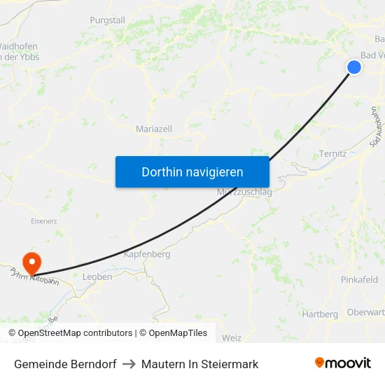 Gemeinde Berndorf to Mautern In Steiermark map