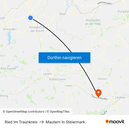 Ried Im Traunkreis to Mautern In Steiermark map