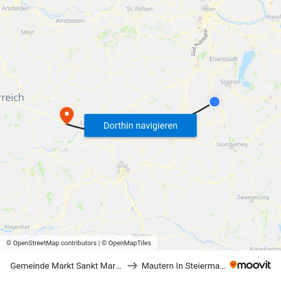 Gemeinde Markt Sankt Martin to Mautern In Steiermark map