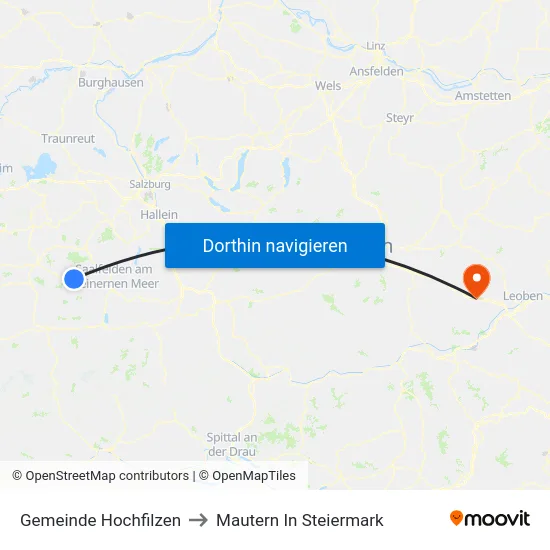 Gemeinde Hochfilzen to Mautern In Steiermark map