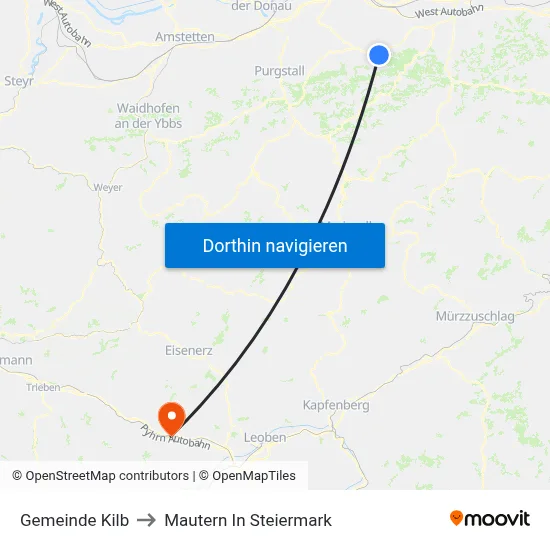Gemeinde Kilb to Mautern In Steiermark map