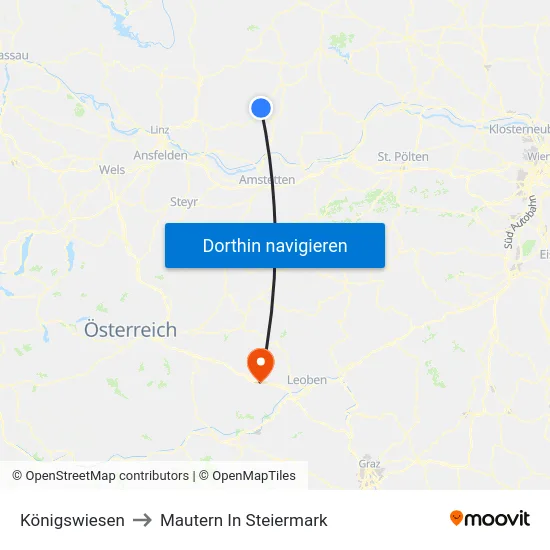 Königswiesen to Mautern In Steiermark map