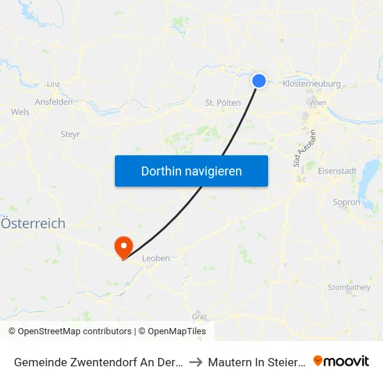 Gemeinde Zwentendorf An Der Donau to Mautern In Steiermark map