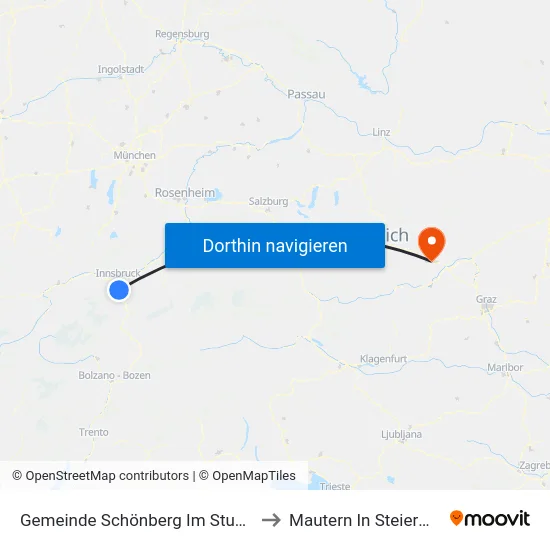 Gemeinde Schönberg Im Stubaital to Mautern In Steiermark map