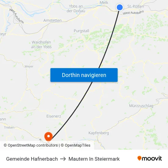 Gemeinde Hafnerbach to Mautern In Steiermark map