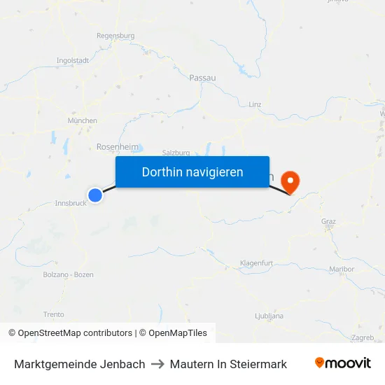 Marktgemeinde Jenbach to Mautern In Steiermark map