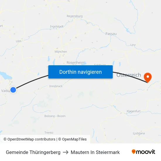 Gemeinde Thüringerberg to Mautern In Steiermark map
