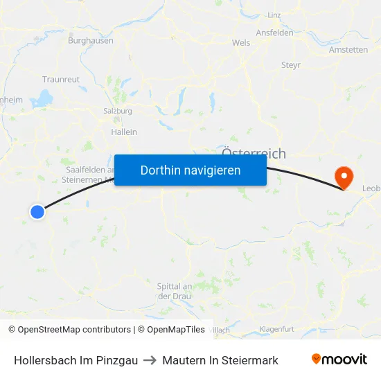 Hollersbach Im Pinzgau to Mautern In Steiermark map