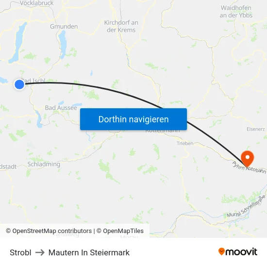 Strobl to Mautern In Steiermark map