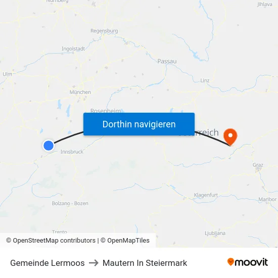 Gemeinde Lermoos to Mautern In Steiermark map