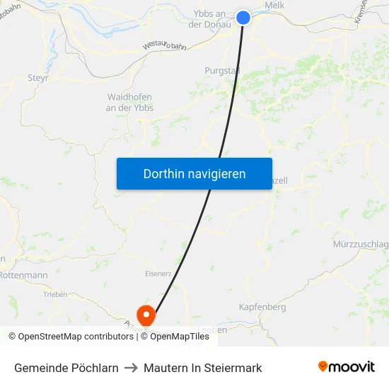 Gemeinde Pöchlarn to Mautern In Steiermark map