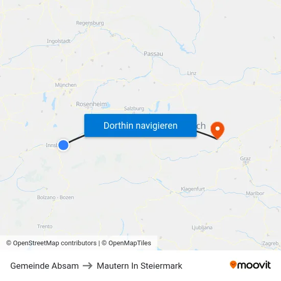 Gemeinde Absam to Mautern In Steiermark map