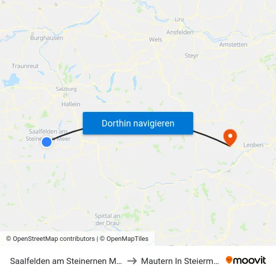 Saalfelden am Steinernen Meer to Mautern In Steiermark map
