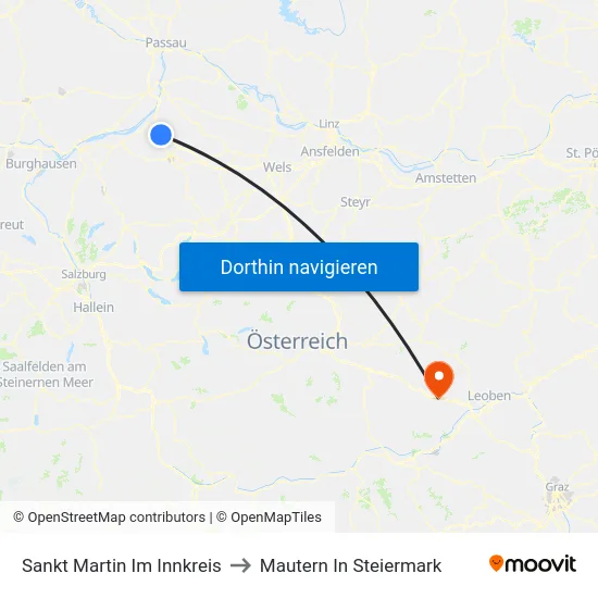 Sankt Martin Im Innkreis to Mautern In Steiermark map