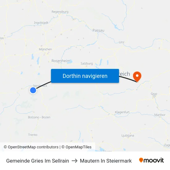 Gemeinde Gries Im Sellrain to Mautern In Steiermark map