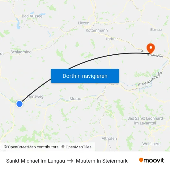 Sankt Michael Im Lungau to Mautern In Steiermark map