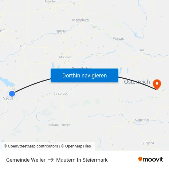 Gemeinde Weiler to Mautern In Steiermark map