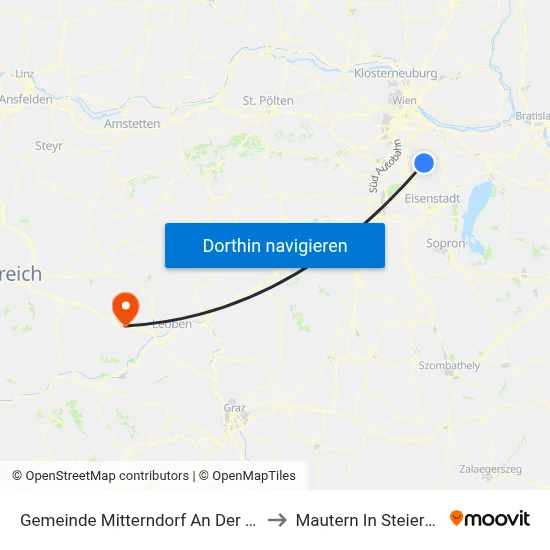Gemeinde Mitterndorf An Der Fischa to Mautern In Steiermark map