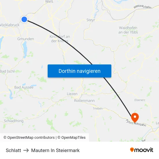 Schlatt to Mautern In Steiermark map
