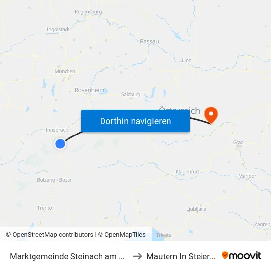 Marktgemeinde Steinach am Brenner to Mautern In Steiermark map