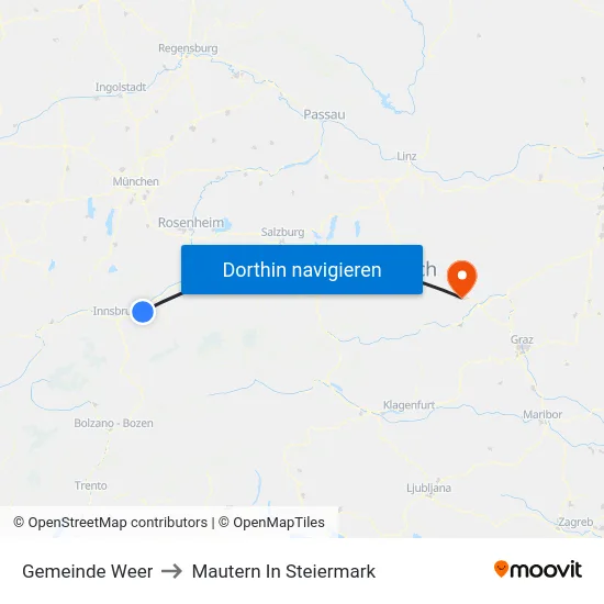Gemeinde Weer to Mautern In Steiermark map