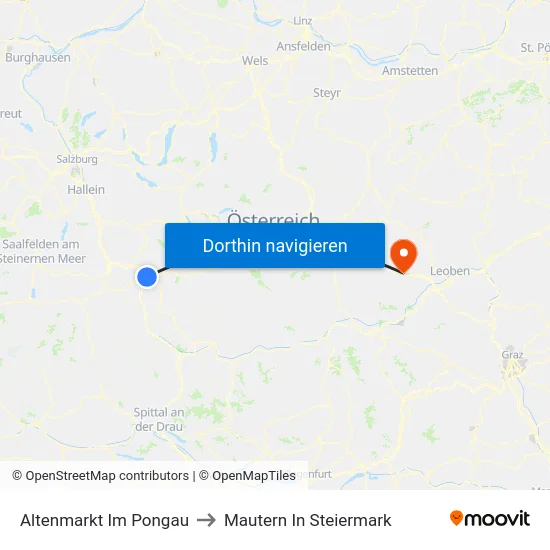 Altenmarkt Im Pongau to Mautern In Steiermark map