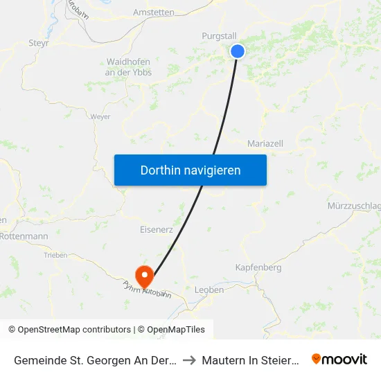 Gemeinde St. Georgen An Der Leys to Mautern In Steiermark map