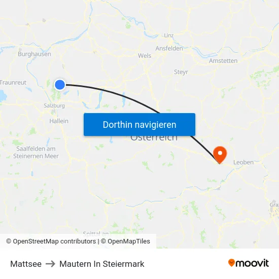 Mattsee to Mautern In Steiermark map