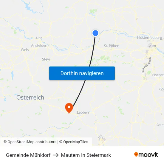 Gemeinde Mühldorf to Mautern In Steiermark map