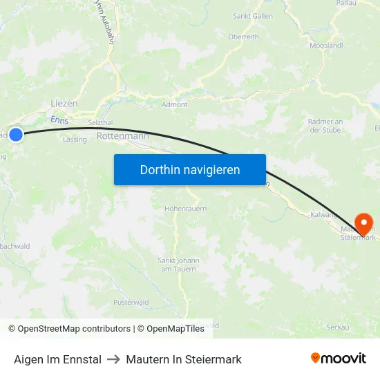 Aigen Im Ennstal to Mautern In Steiermark map