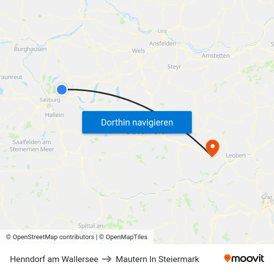 Henndorf am Wallersee to Mautern In Steiermark map