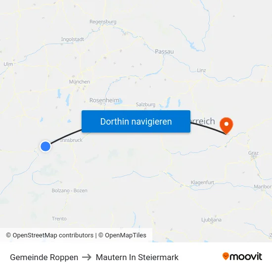 Gemeinde Roppen to Mautern In Steiermark map