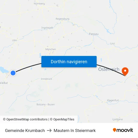 Gemeinde Krumbach to Mautern In Steiermark map