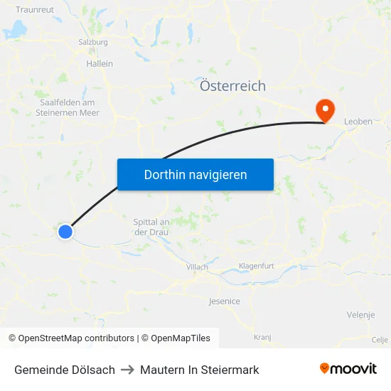 Gemeinde Dölsach to Mautern In Steiermark map