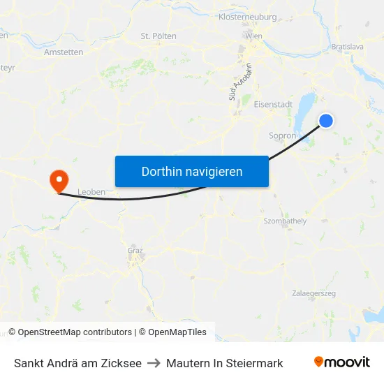 Sankt Andrä am Zicksee to Mautern In Steiermark map