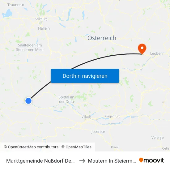 Marktgemeinde Nußdorf-Debant to Mautern In Steiermark map