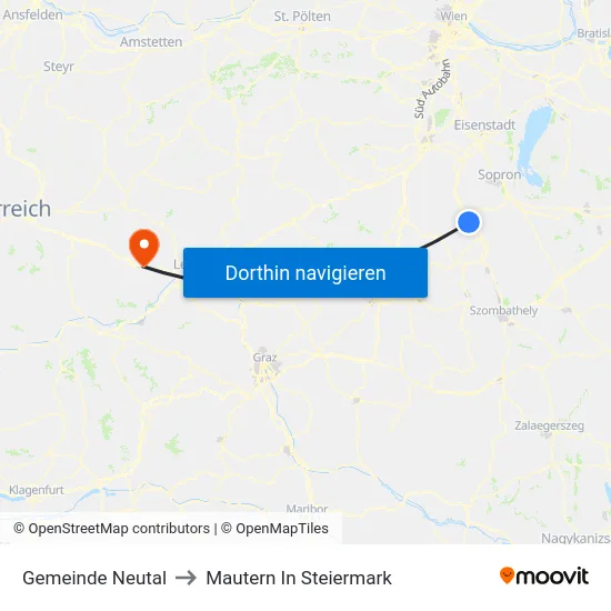 Gemeinde Neutal to Mautern In Steiermark map