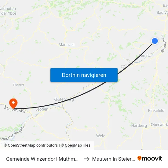 Gemeinde Winzendorf-Muthmannsdorf to Mautern In Steiermark map