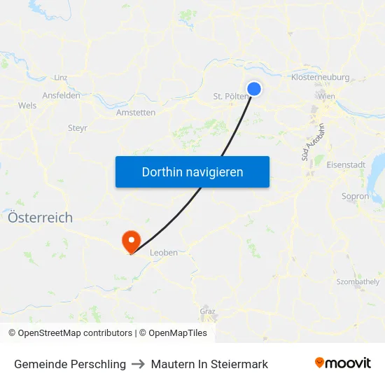 Gemeinde Perschling to Mautern In Steiermark map