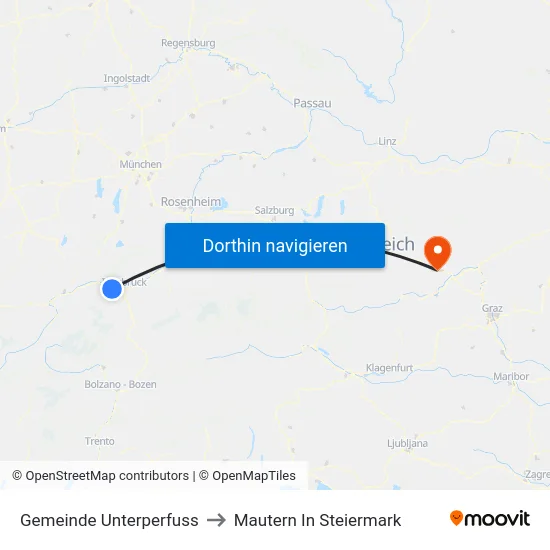 Gemeinde Unterperfuss to Mautern In Steiermark map