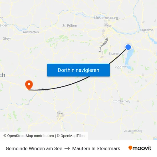 Gemeinde Winden am See to Mautern In Steiermark map