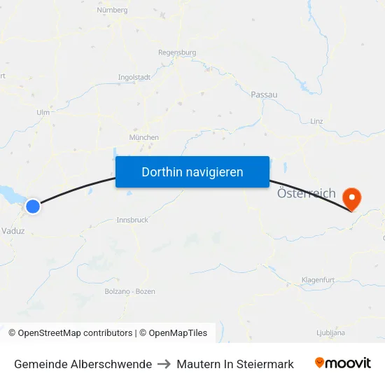 Gemeinde Alberschwende to Mautern In Steiermark map